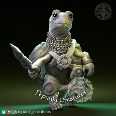 Land Turtle With Spear - Tabletop or Display Scale - Resin Print, TTRPG, Pepunki, DnD Miniatures, Figure, Garage Kit, Model Painting