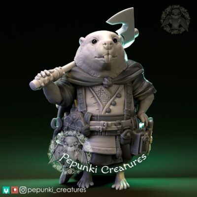 Bobr Beaver Carpenter - Tabletop or Display Scale - Resin Print, TTRPG, Pepunki, DnD Miniatures, Figure, Garage Kit, Model Painting