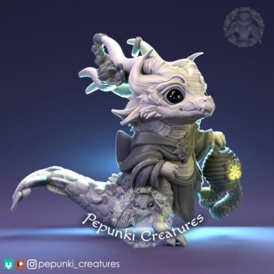 Little Dragon Explorer - Tabletop or Display Scale - Resin Print, TTRPG, Pepunki, DnD Miniatures, Figure, Garage Kit, Model Painting