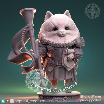 Pomeranian Dog Herald - Tabletop or Display Scale - Resin Print, TTRPG, Pepunki, DnD Miniatures, Figure, Garage Kit, Model Painting