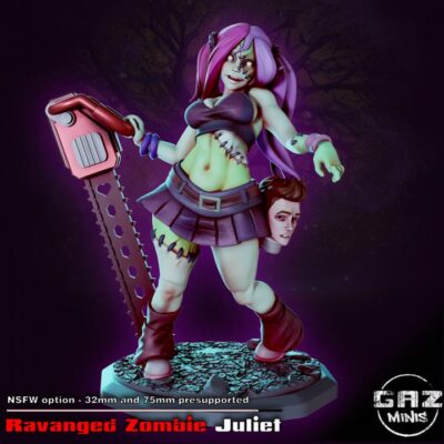 Ravaged Zombie Juliet - 32mm/75mm -  Resin Print, Gaz Minis
