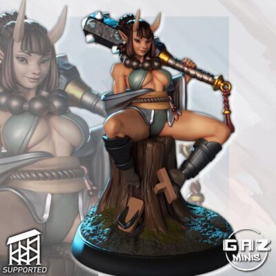 Shizuka – Oni on Stump - 32mm/75mm -  Resin Print, Gaz Minis