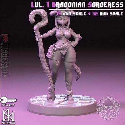 Lvl 1 Draconian Sorceress - 32mm/75mm - Jigglystix