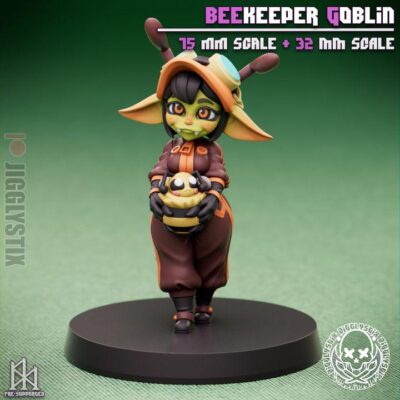 Beekeeper Goblin - 32mm/75mm - Jigglystix, Resin Print, Waifu, Garage Kit, DnD Miniatures, Display Pinup, nsfw, Model Painting