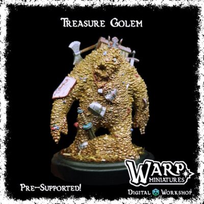 Treasure Golem Monster, Warp Miniatures, TableTop | One Page Rules | Wargaming | DnD Figurines | Model Painting | RPG Minis, Oldhammer