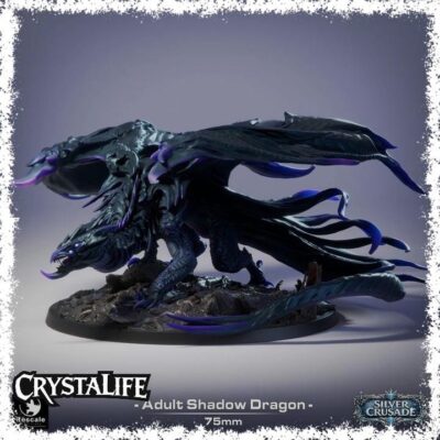 Adult Shadow Dragon Display Mini | Resin 3D Printed Dragon Miniature | DnD / TTRPG Boss | 75mm Base Painting Piece (Rescale)