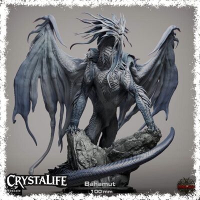 Bahamut Dragon Display Mini | Resin 3D Printed Platinum Dragon Miniature | DnD / TTRPG Legendary Dragon | Painting Piece (Rescale)