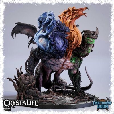 Elemental Dragon Four Headed Display Mini | Resin 3D Printed Elemental Hydra Dragon | DnD / TTRPG Planar Boss | Painting Piece (Rescale)